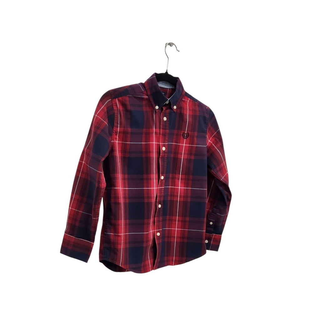 NWOT Chaps Sz M 10 12 Red Navy Plaid Button Down Shirt Casual Dress